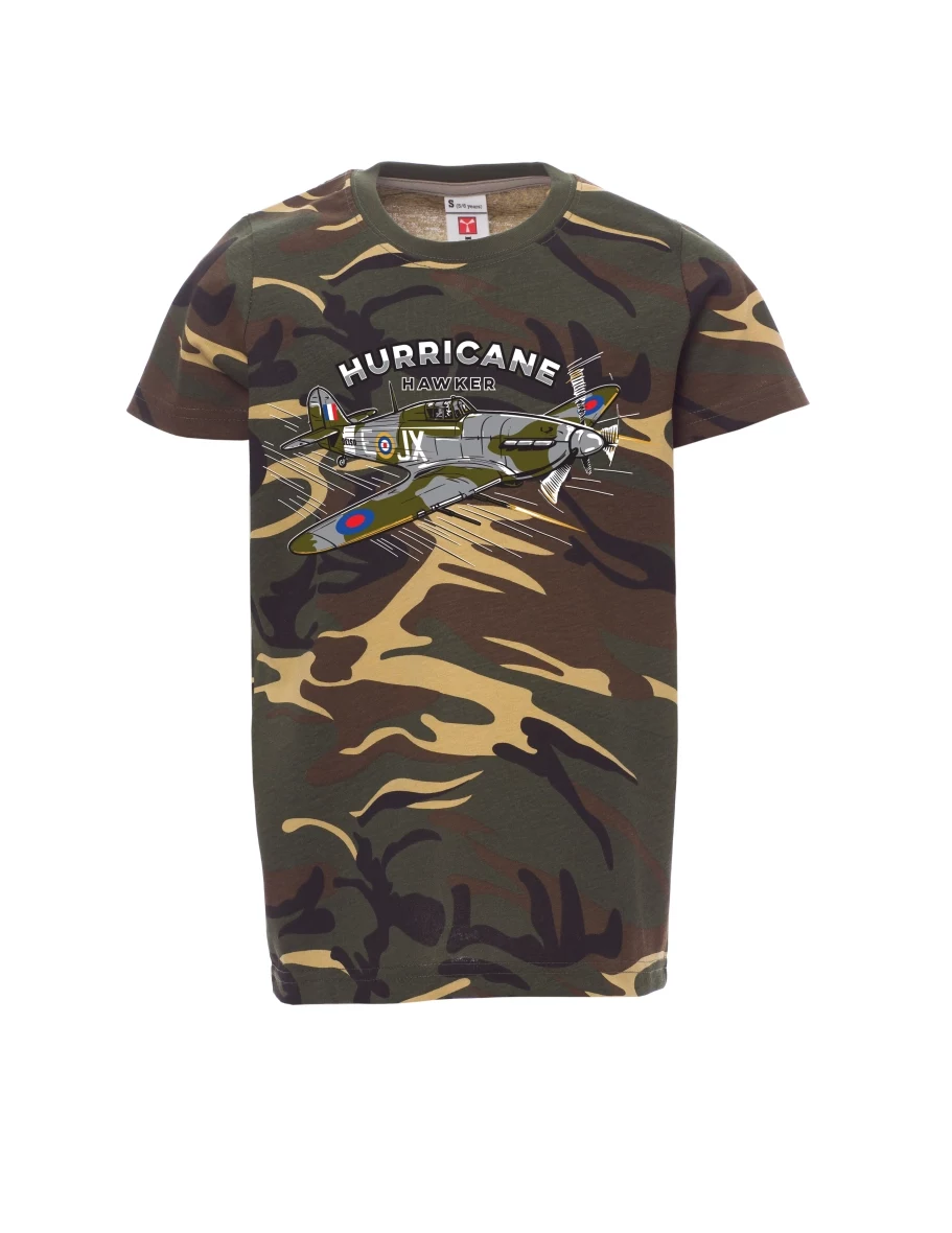 Maskáčové detské tričko Lietadlo Hurricane Hawker