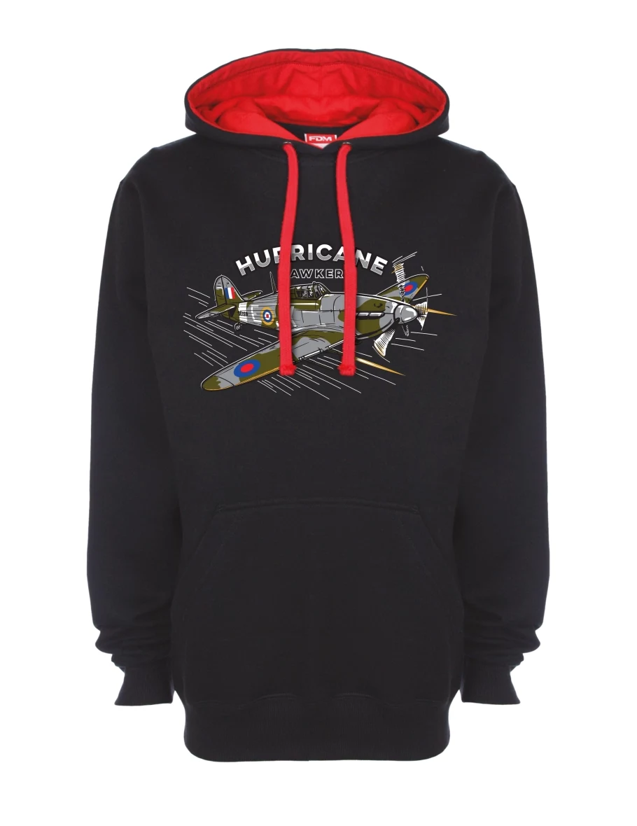 Červeno-černá mikina Lietadlo Hurricane Hawker