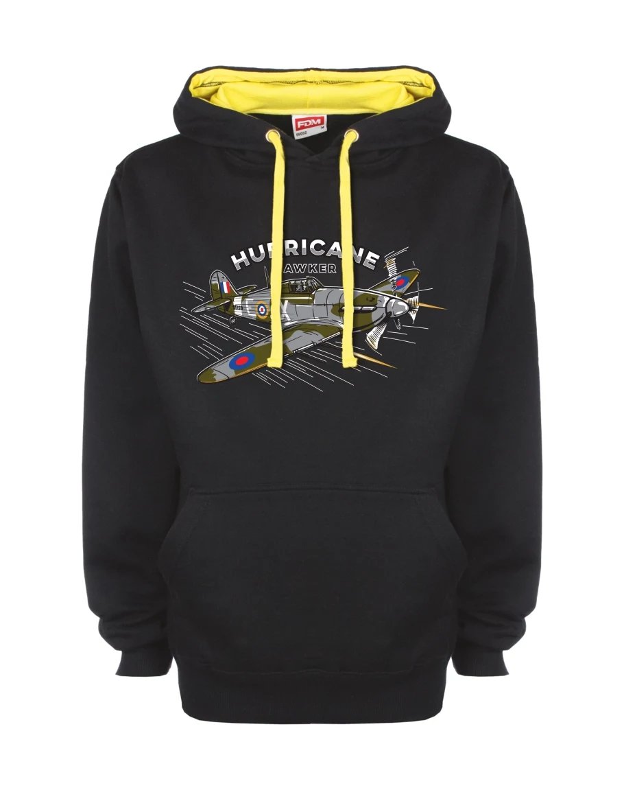 Žluto-černá mikina s Lietadlo Hurricane Hawker