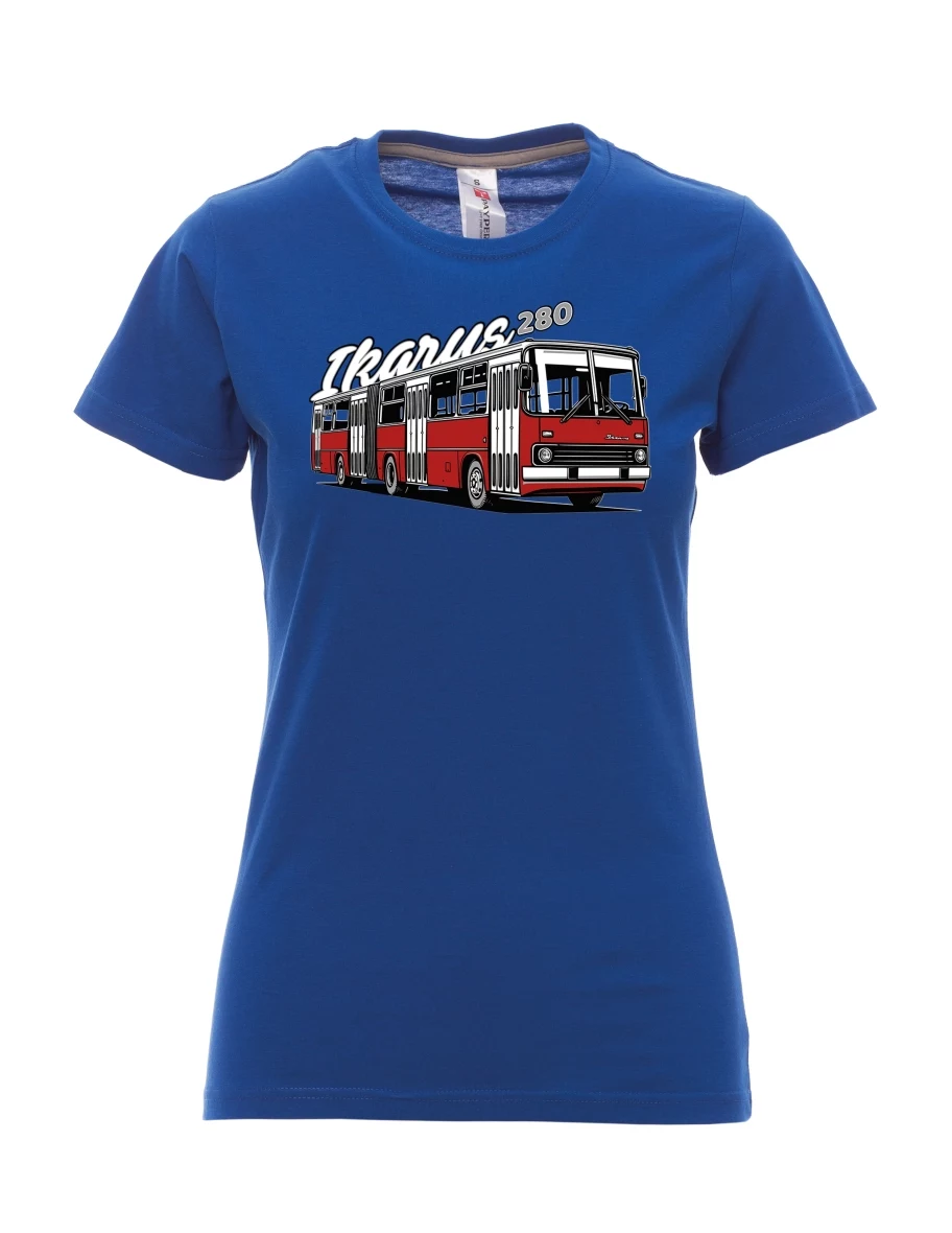 Královsky modré dámské tričko Autobus Ikarus 280