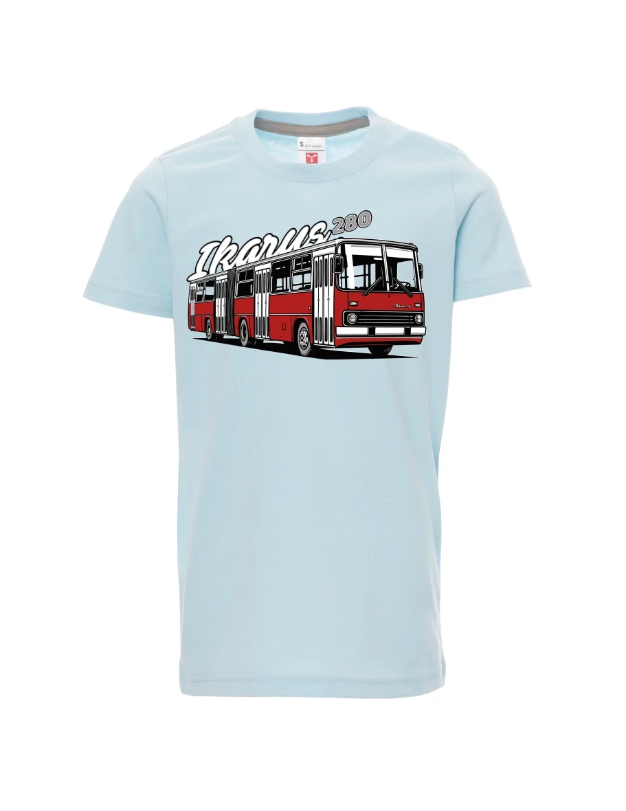 Bledě modré detské tričko Autobus Ikarus 280