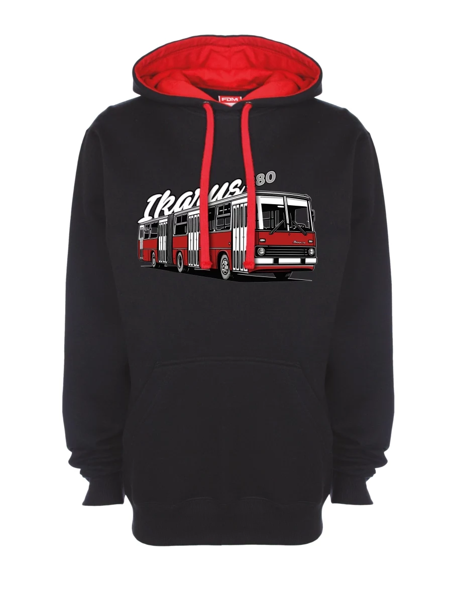 Červeno-černá mikina Autobus Ikarus 280