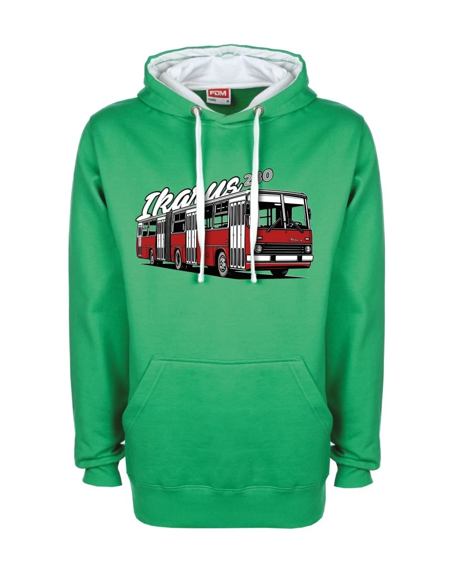Bílo-zelená mikina Autobus Ikarus 280