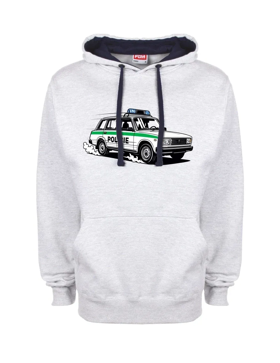 Modro-šedá mikina Automobil VAZ 2104 POLICIE