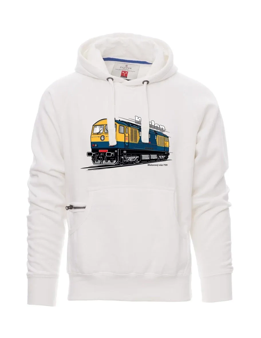 Bílá pánská mikina Motorový vozeň 759 „Kyklop“