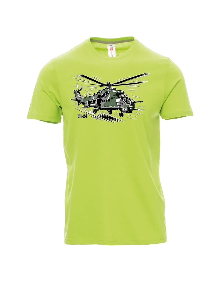 Světle zelené pánské tričko Vrtuľník Mi-24