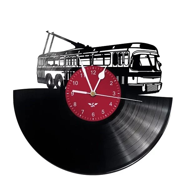Hodiny z gramoplatne s motívom Trolejbus  T401