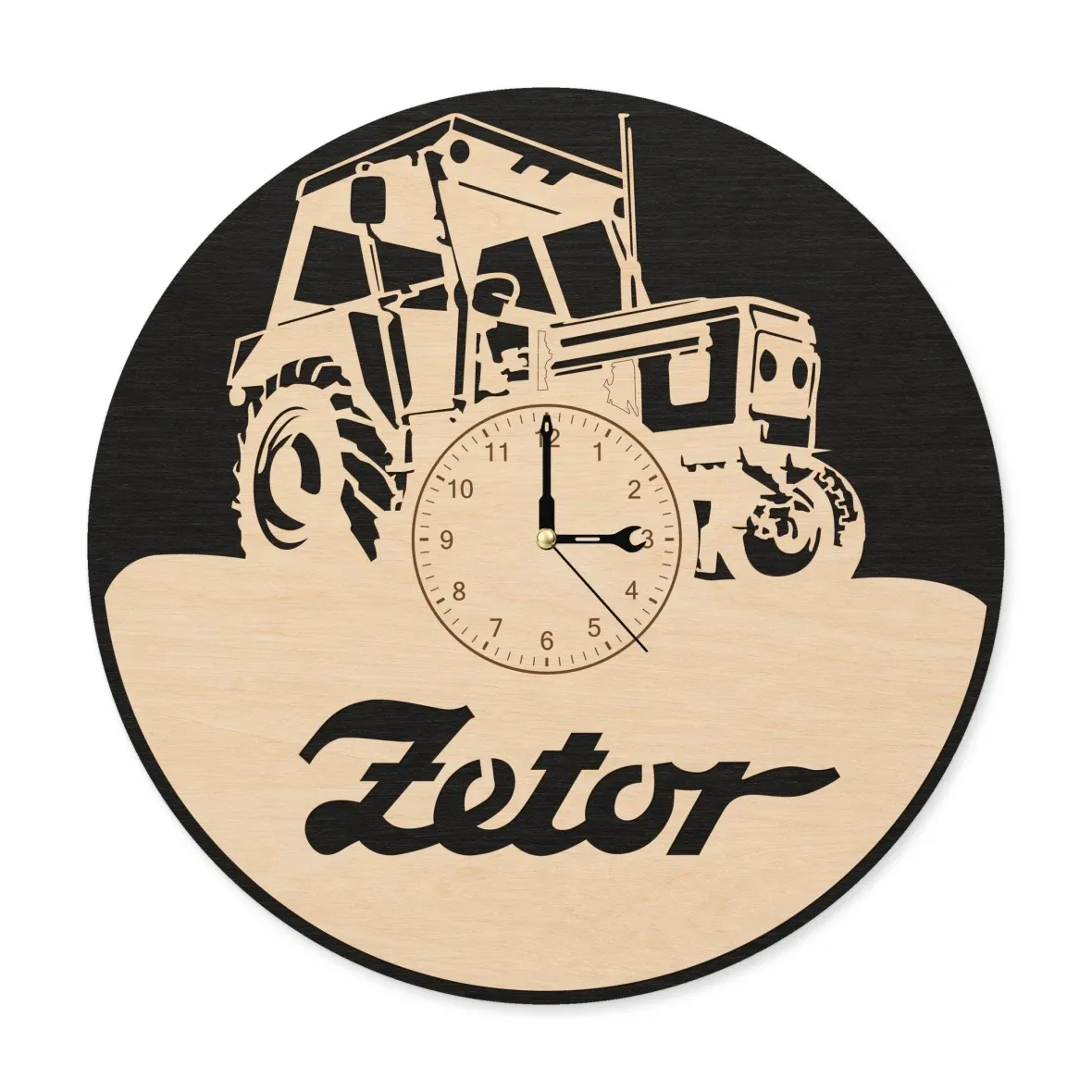 Drevené nástenné hodiny – Traktor s kabínou