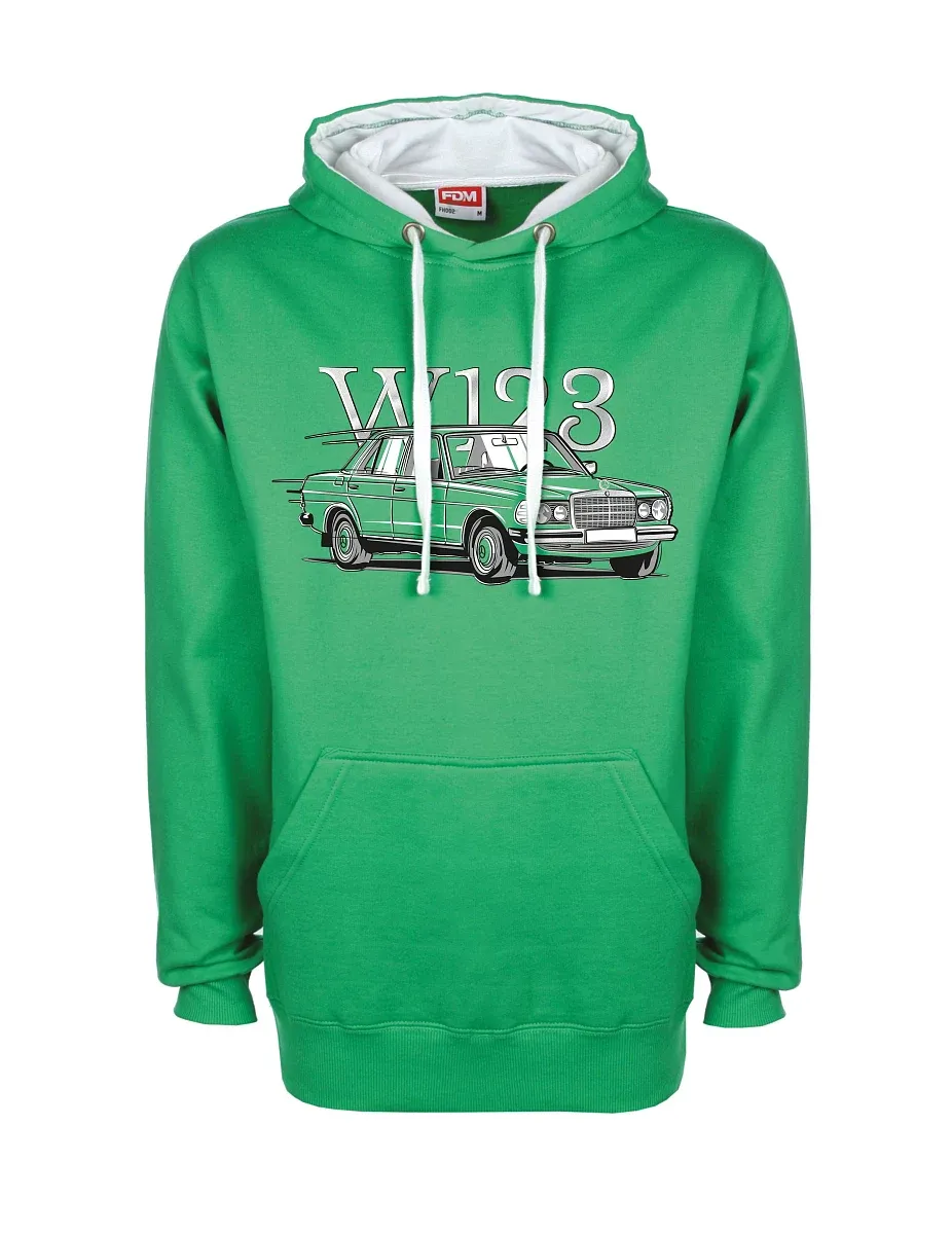 Bílo-zelená mikina W123